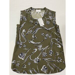 Phillip Lim 3.1 Floral Print Muscle Tee Green Women's Size 4 100% Silk $295
